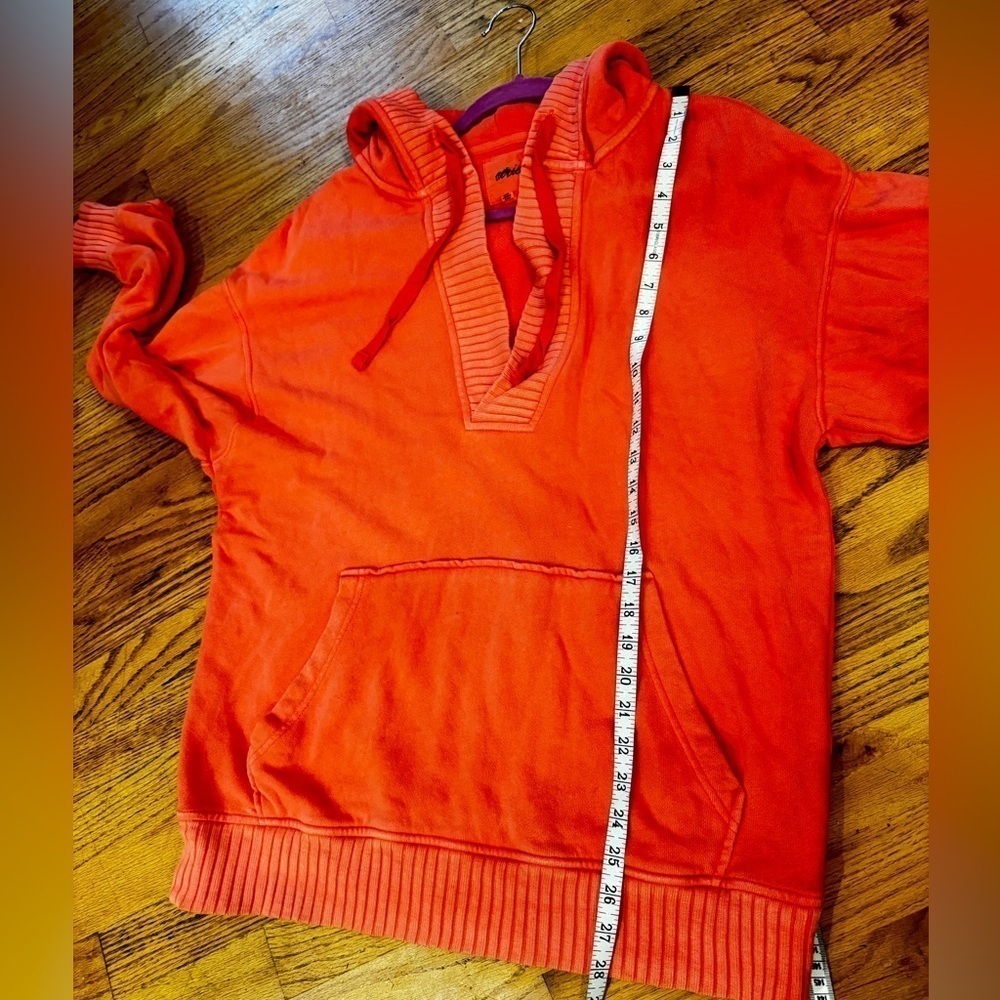 AERIE DOWN-TO-EARTH HENLEY HOODIE Washed Tangerine size XS - Picture 17 of 17